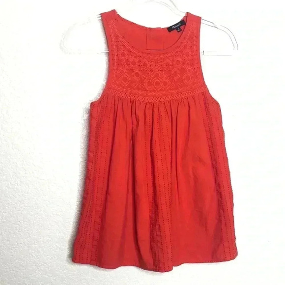2/$25 Madewell Red Embroidered Swing Tank Top - Picture 2 of 8